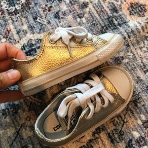 Genuine converse all-star gold leather baby sneakers